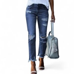 NWT Stylish Distressed Cropped Denim Jeans